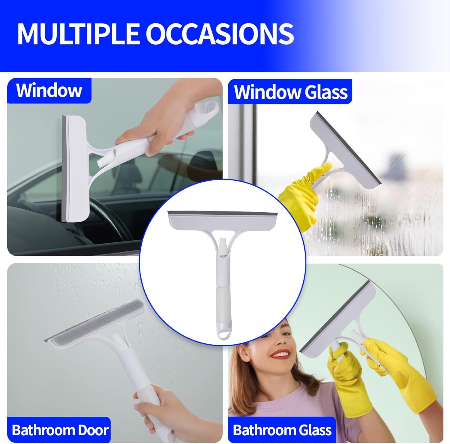 3 in 1 Window Squeegee with Sprayer,Sponge Brush and Scraper,3 in 1 Window squee
