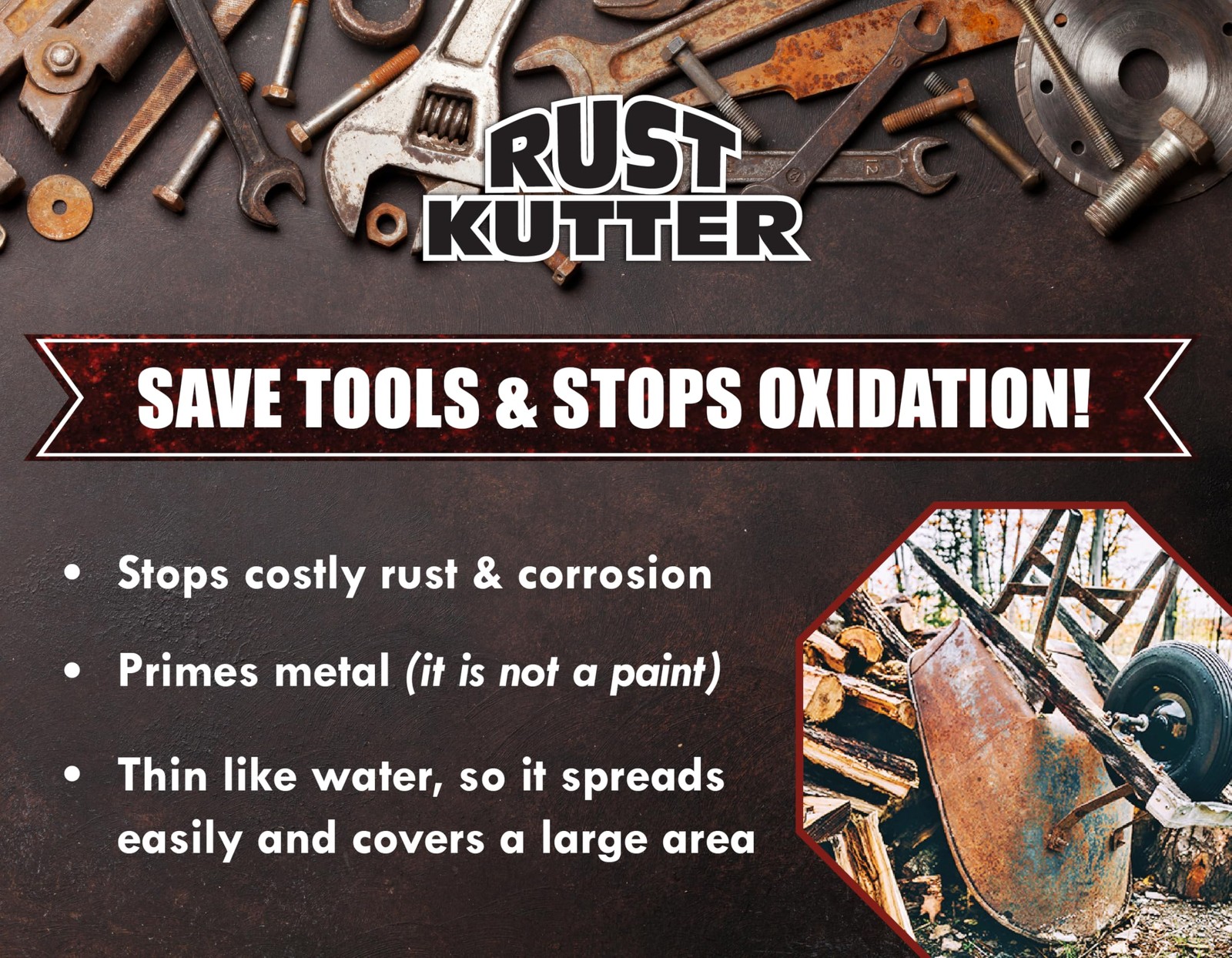 Rust Kutter- Gallon Stops Rust and Converts Rust Spots to Leave a Primed Surface