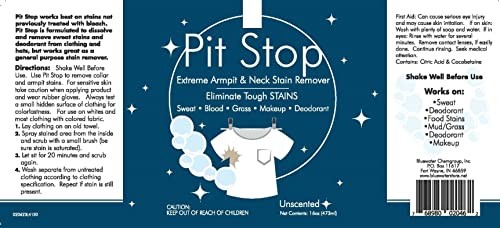 Pit Stop, Sweat Stain & Deodorant (Antiperspirant) Armpit Stain Remove