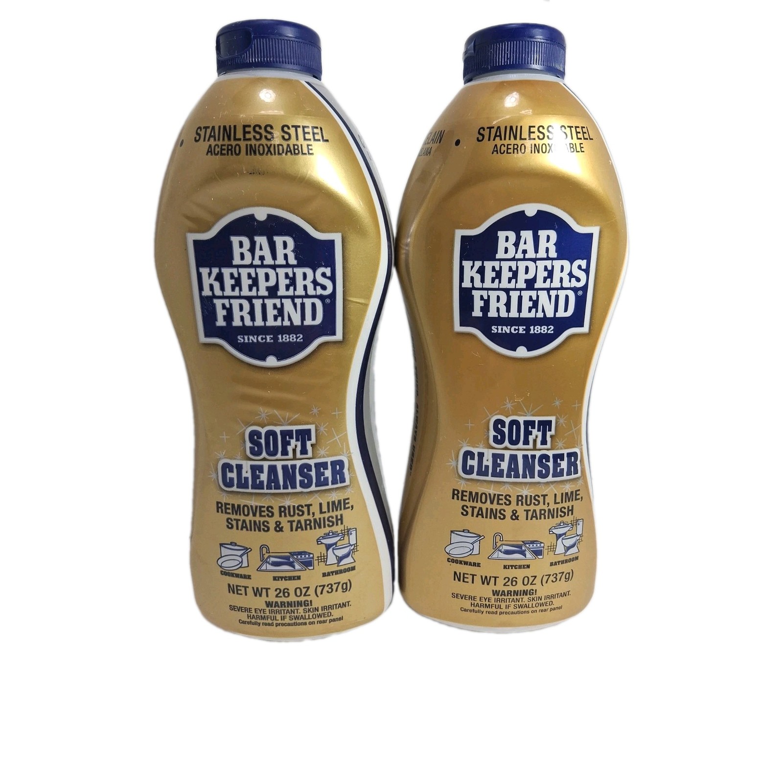 2 BAR KEEPERS FRIEND Soft Cleanser Multi Use Hard Surface Cleaner 26oz Gel New