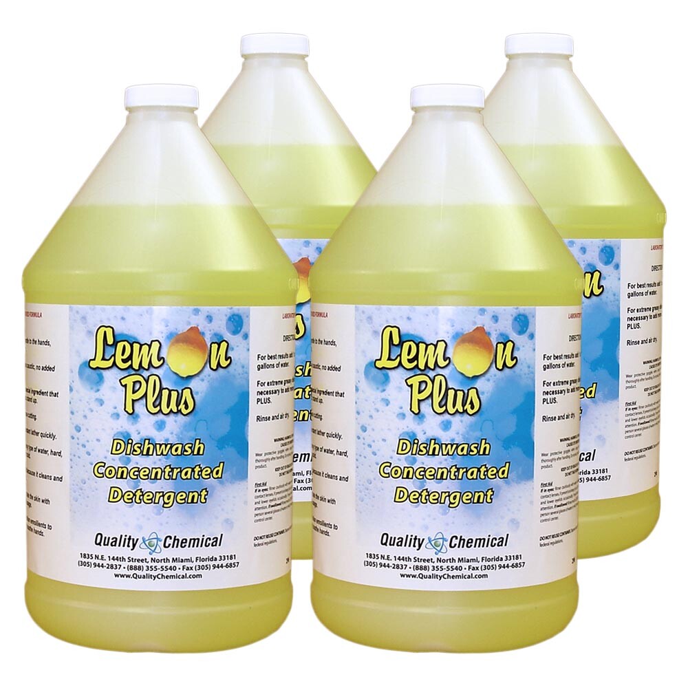 Lemon Plus liquid dishwash concentrated detergent. – 4 gallon case