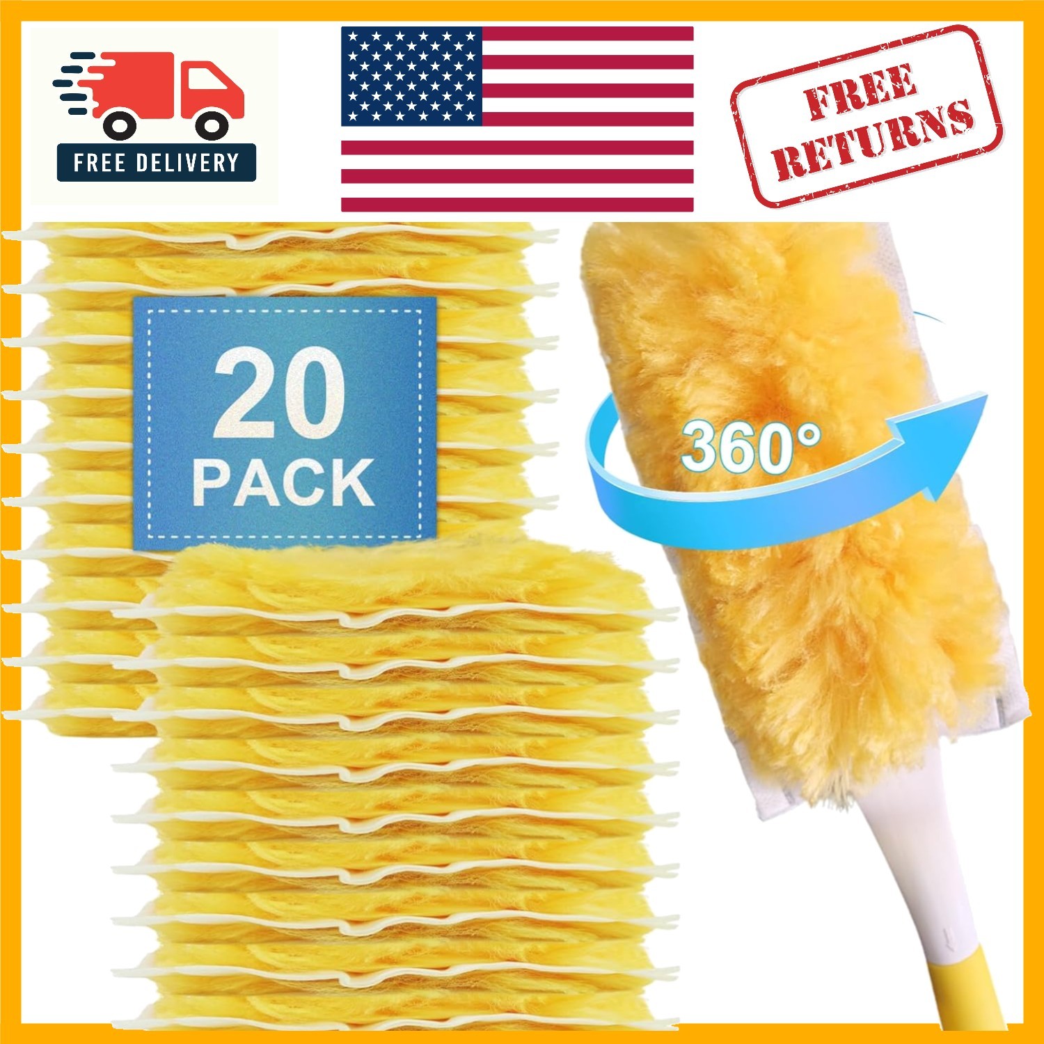Universal Fit Heavy Duty Duster Refills – 20 Disposable Pads for Easy Cleaning