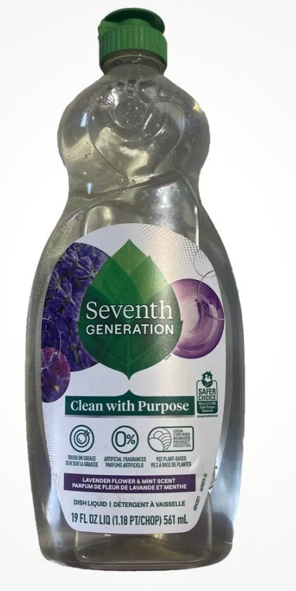 Seventh Generation LAVENDER FLOWER & MINT Dish Soap Detergent 19 fl oz