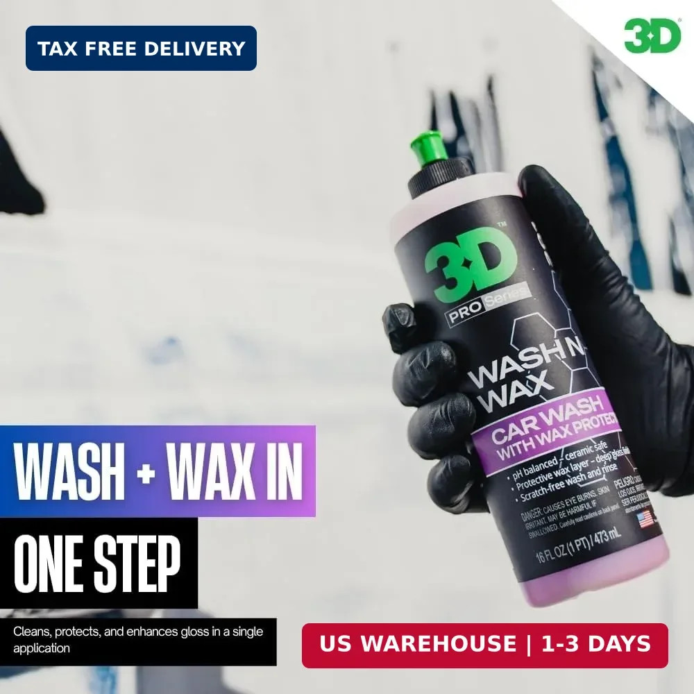 3D Wash N Wax Car Wash Soap – pH Balanced, Easy Rinse, Scratch Free Soap with Wa