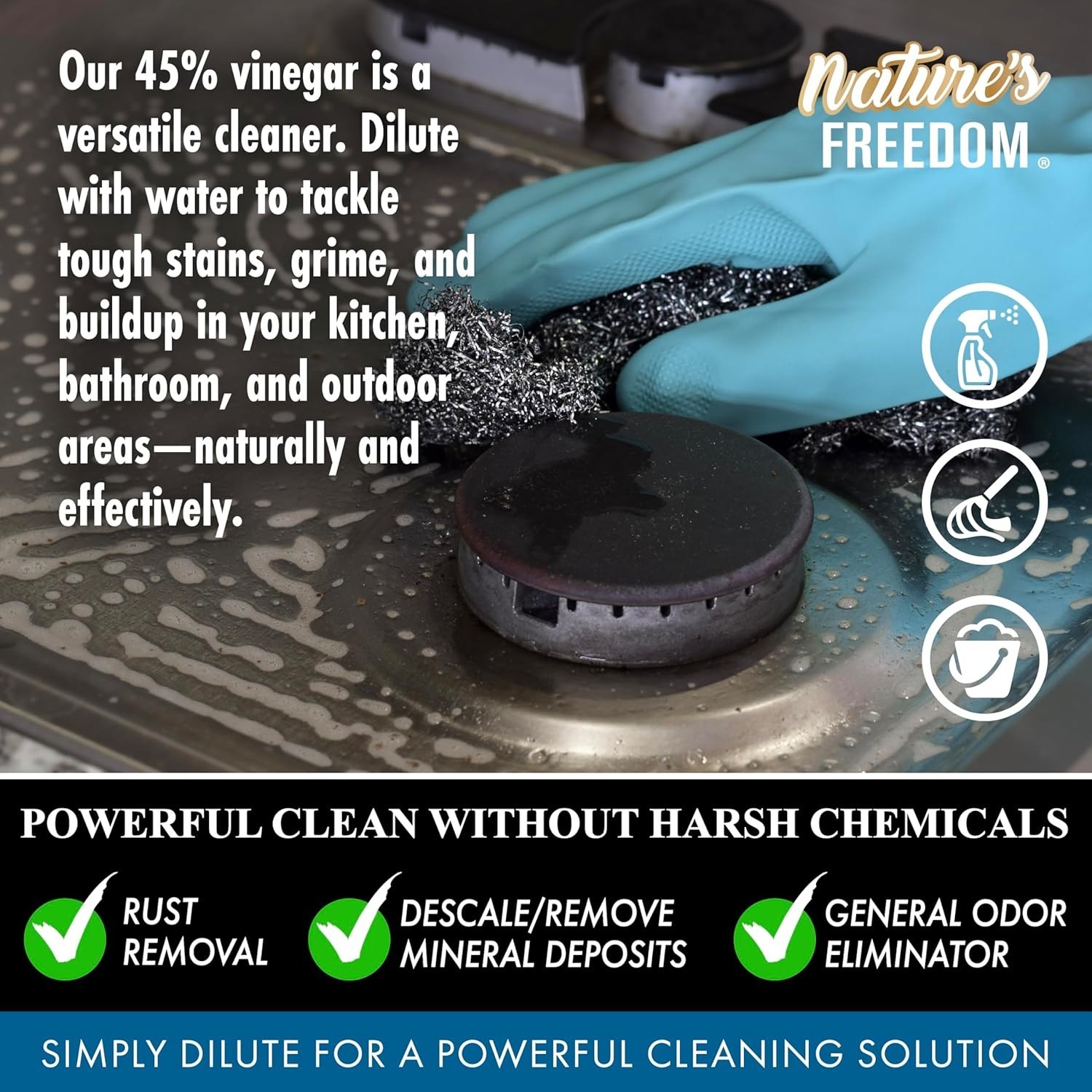 45% Concentrated Vinegar – Industrial Strength Multi-Surface Cleaner – 2 Gallons