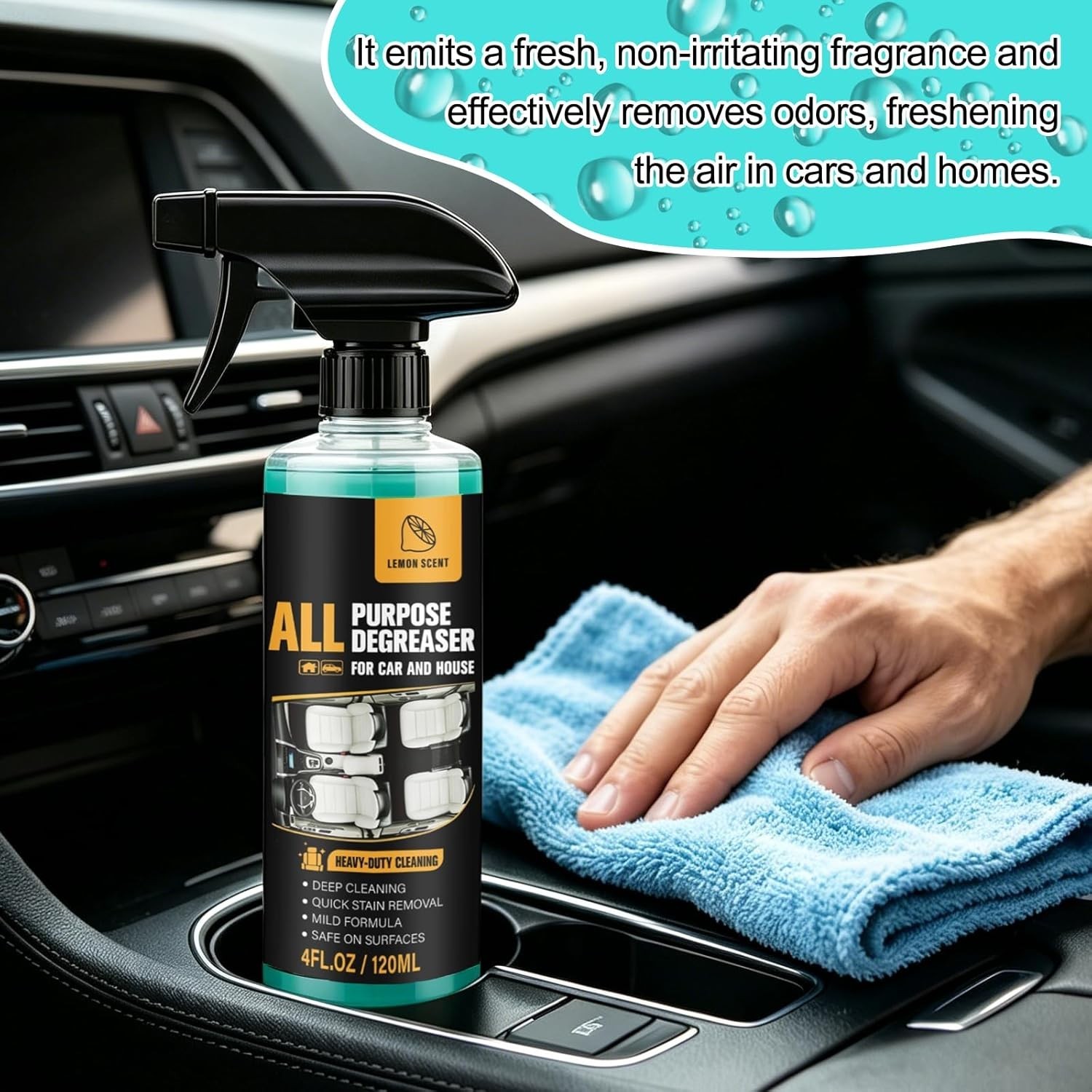 2Pcs All Purpose Degreaser for Car and House,Lemon Scent,Heavy-Duty Cleaning Spr
