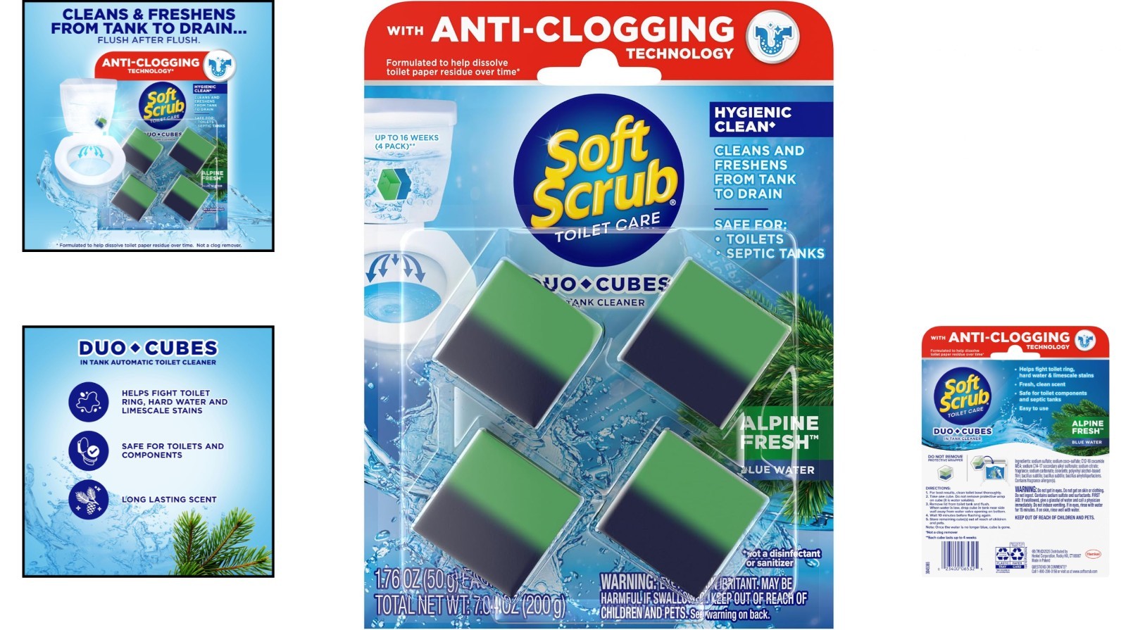 Alpine Fresh In-Tank Toilet Cleaner Duo-Cubes – Safe for Septic Systems, 4 Count