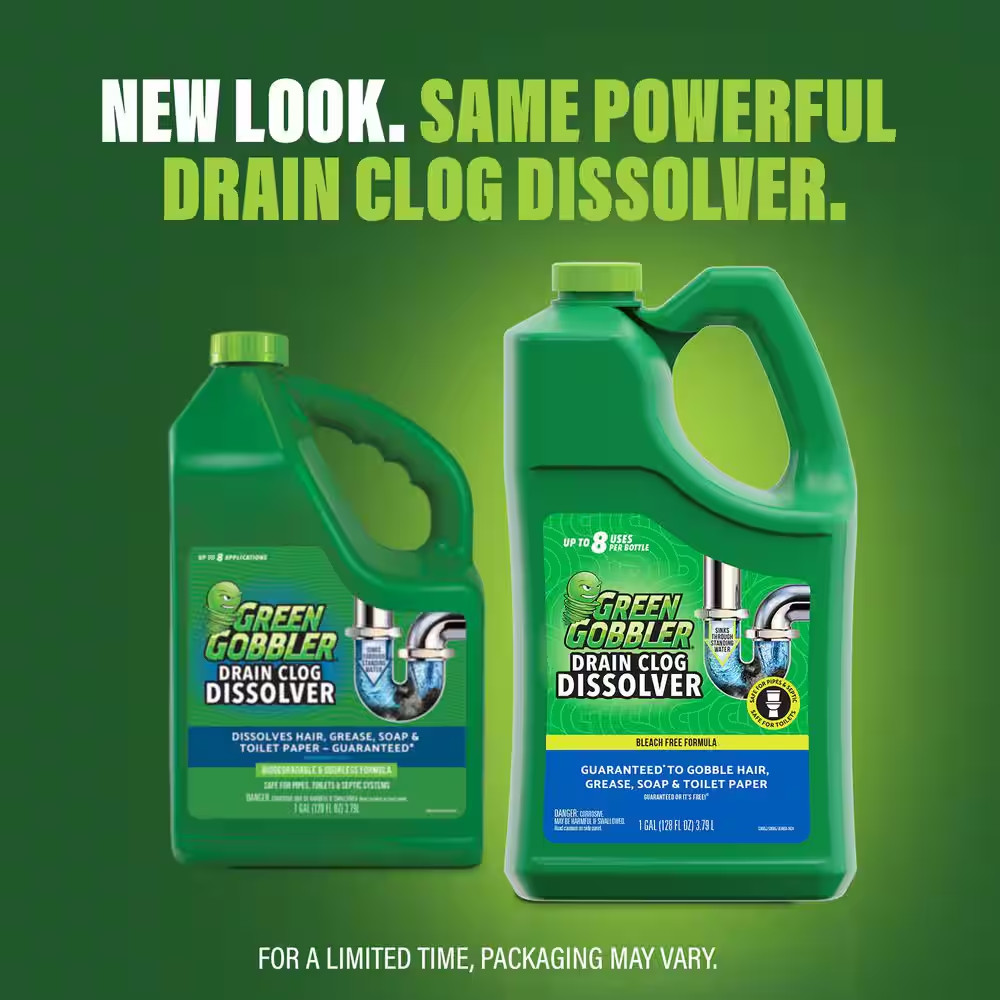 GREEN GOBBLER Drain Cleaner Grease Clog Remover Main Line Opener Toilet 1 Gal