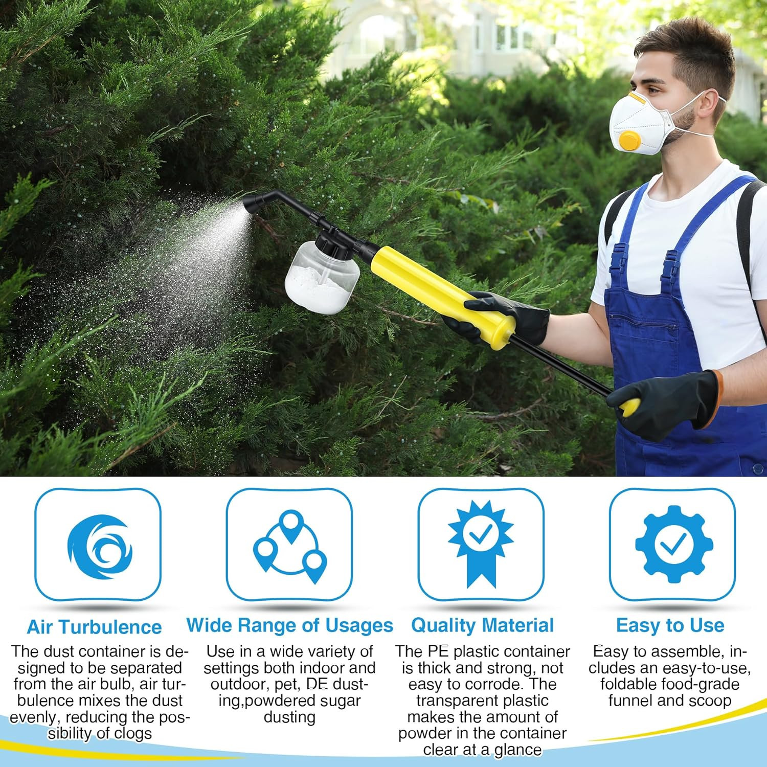 Diatomaceous Earth Duster, 250Ml Garden Powder Applicator Dispenser, Bulb Duster