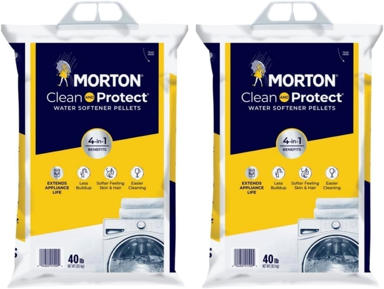 Water Softener Salt Pellets 40 LB – Clean & Protect, 2 Pack, High Efficiency
