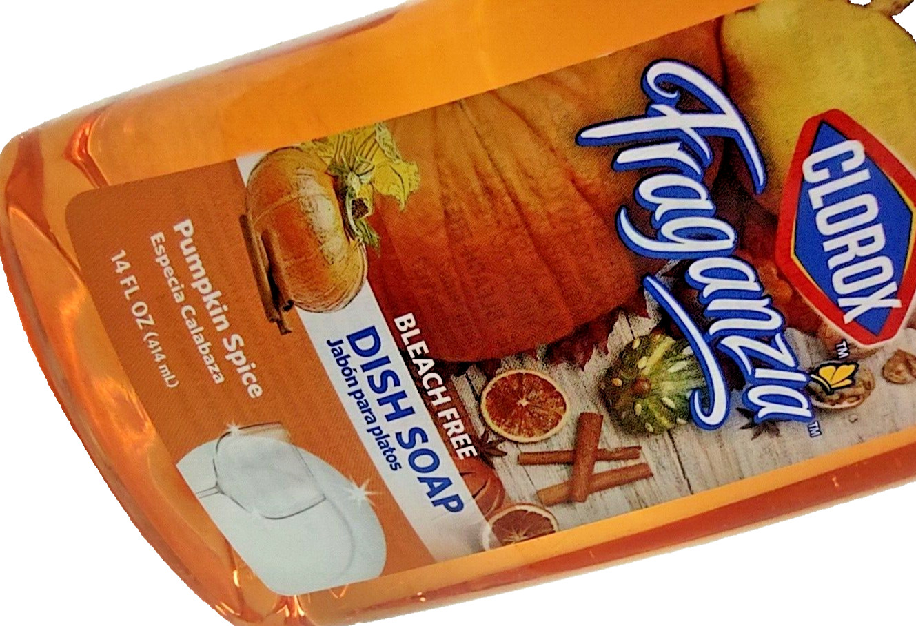 ( 4 Bottles )Clorox Fraganzia PUMPKIN SPICE Dish Soap Bleach Free 14 oz Each