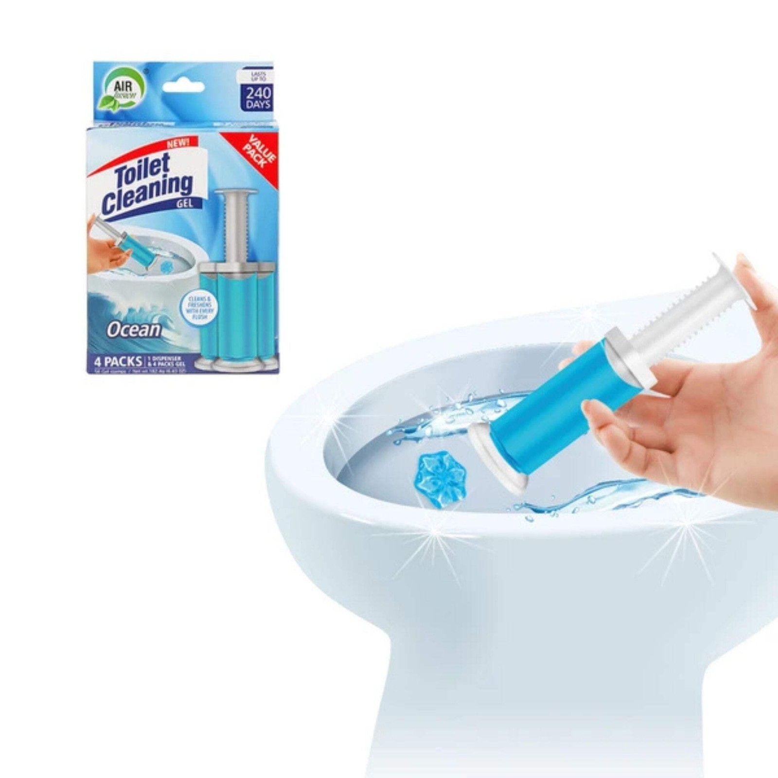 Air Fusion Ocean Fresh Scent Toilet Cleaning Gel 56 Stamps 6.43oz 4 Pack
