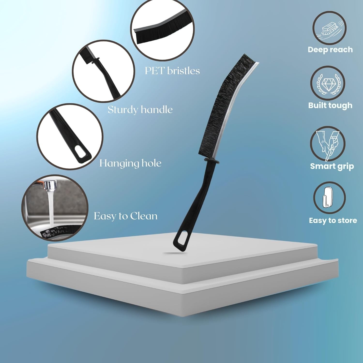 PET Bristle Brush for Deep Cleaning Grout and Shower Tiles – Ergonomic