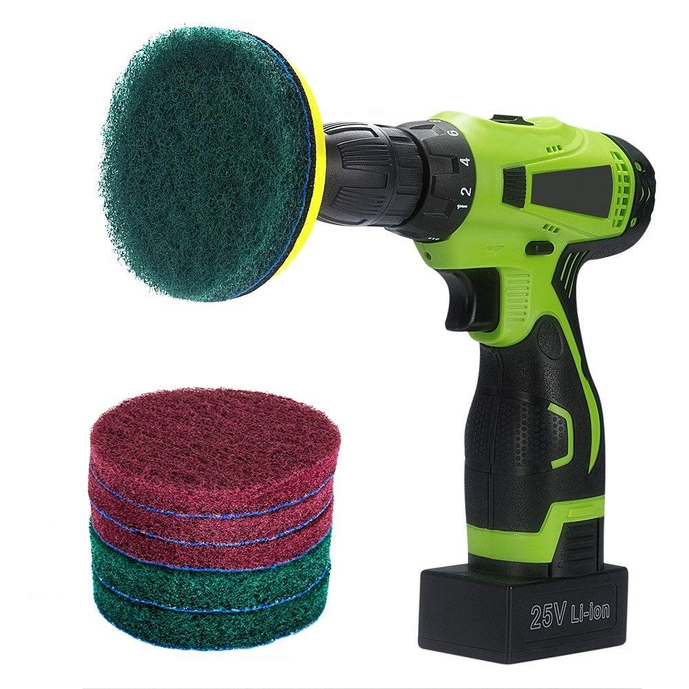 Kichwit 4 Inch Drill Power Brush Tile Scrubber Scouring Pads Cleaning Kit, In…