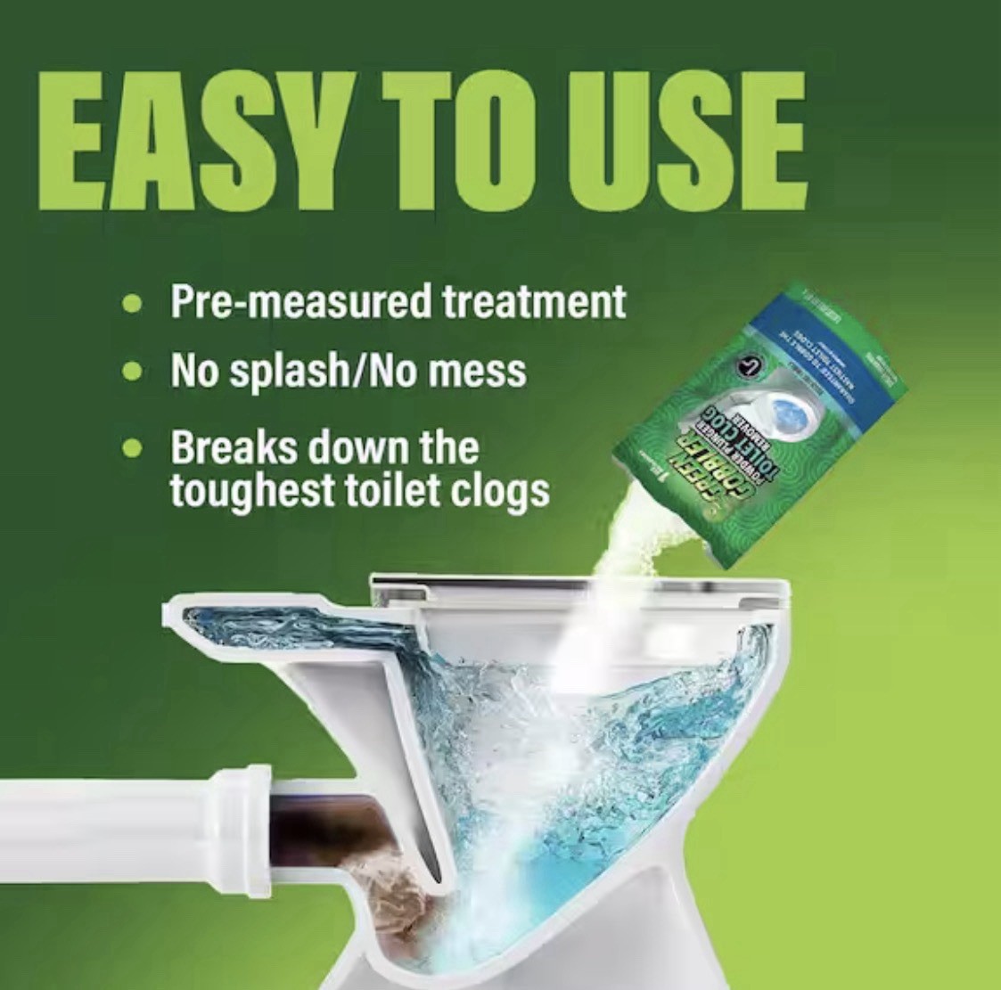 Green Gobbler Powder Toilet Clog Remover Bleach-Free Safe Pipes Septic 1.03 lbs