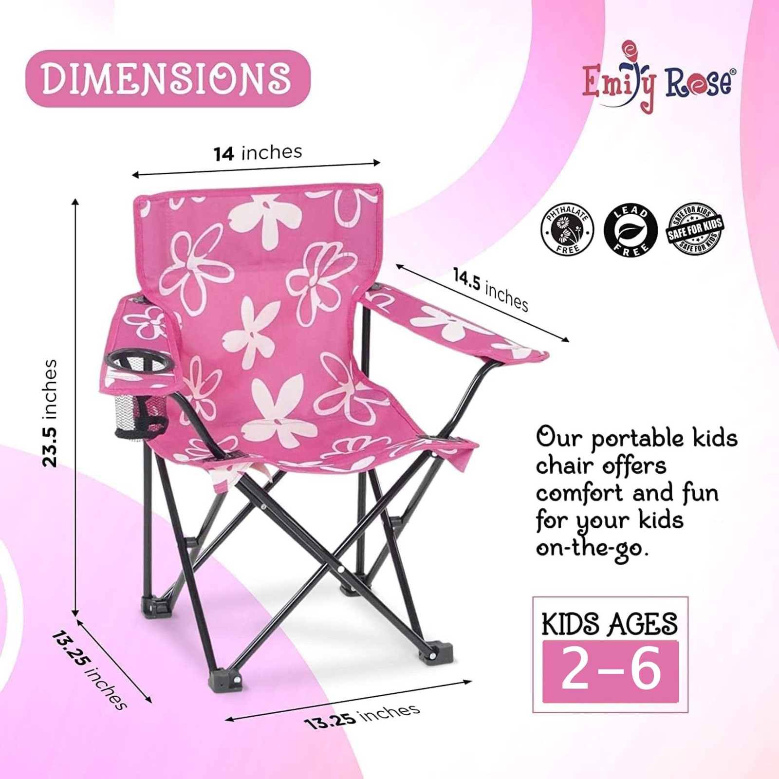 Kids Toddler Folding Outdoor Lawn Beach Camping Camp Chair with Child Safety Loc
