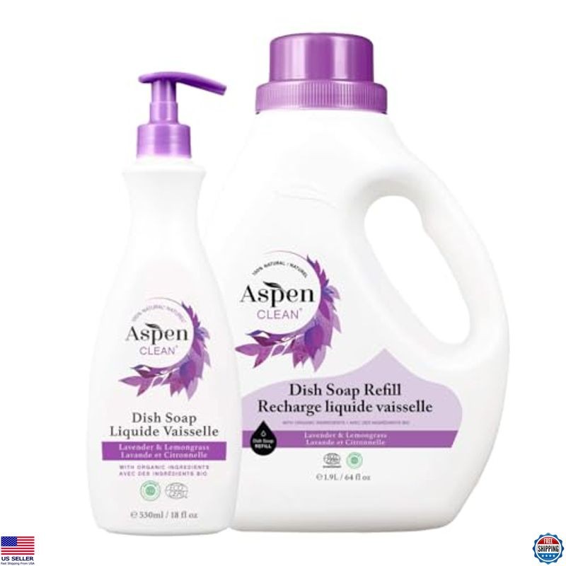 Natural Lavender Lemongrass Dish Soap – Organic, Vegan, Eco-Friendly,