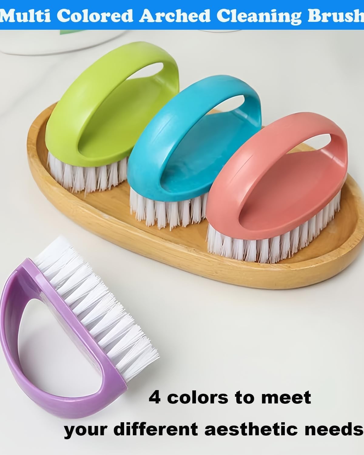 Brush for Cleaning – 4 Pack Scrubbing Brushes with Stiff Nylon Bristles Heavy