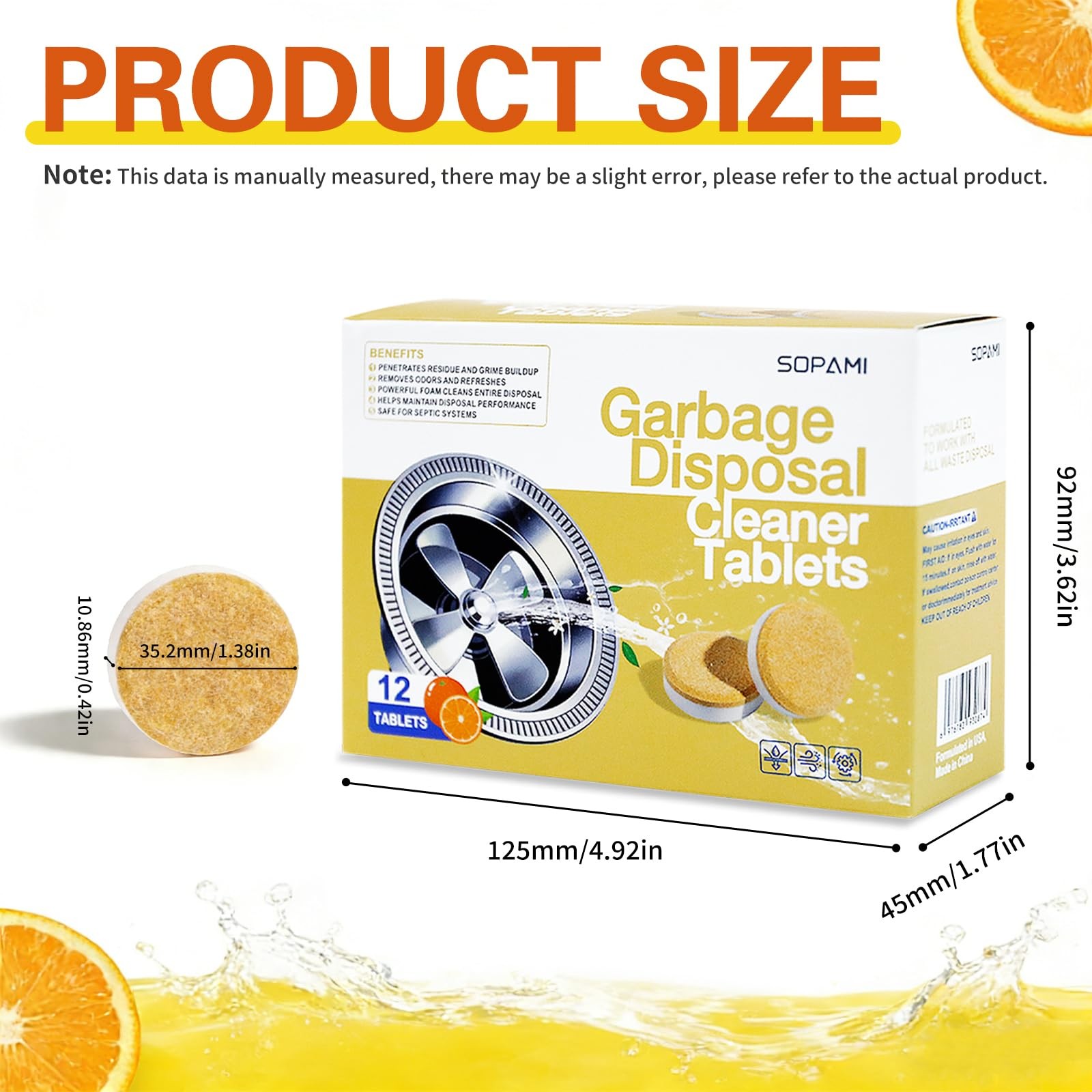 24 PCS Garbage Disposal Cleaner Tablet Deodorizer Citrus Sink Odor Eliminator