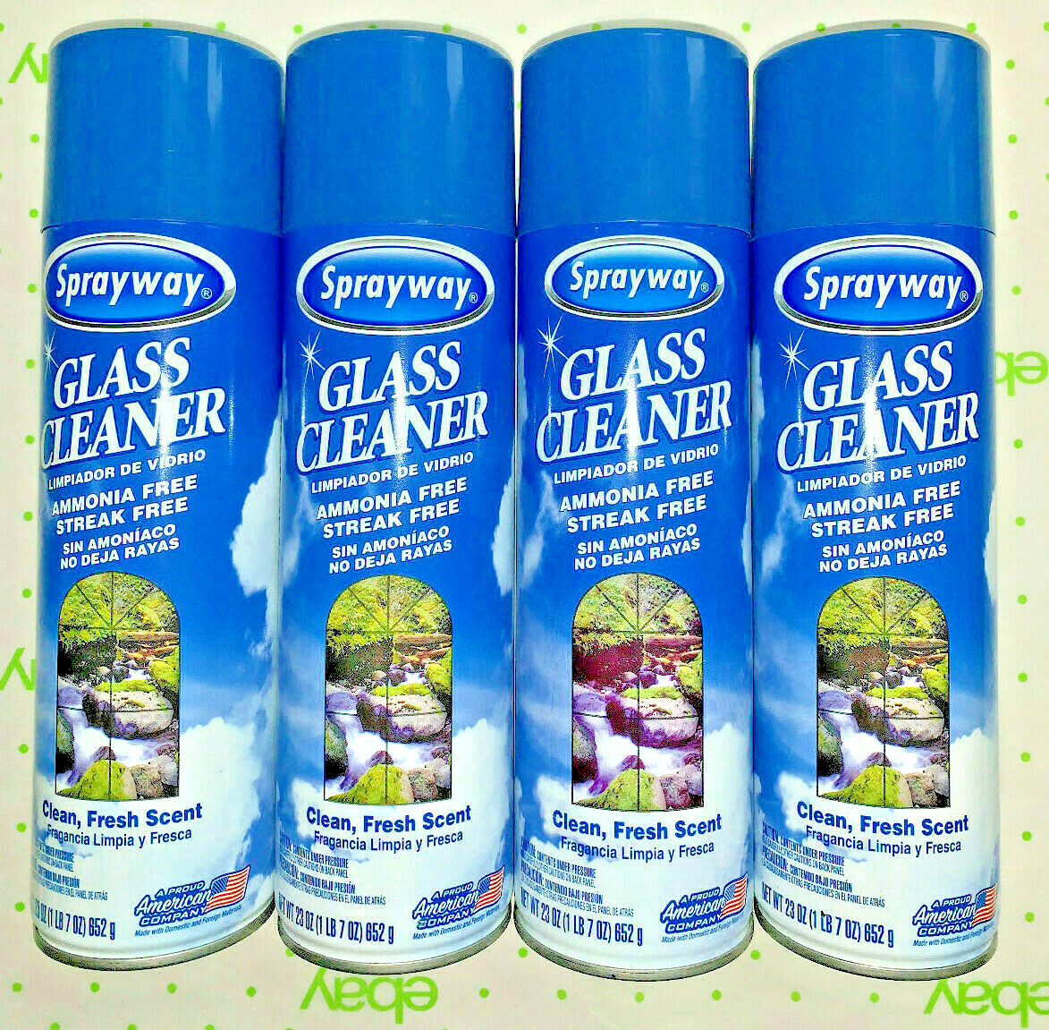4 Sprayway Glass Cleaner Streak Free Clean Fresh Scent 23 Oz
