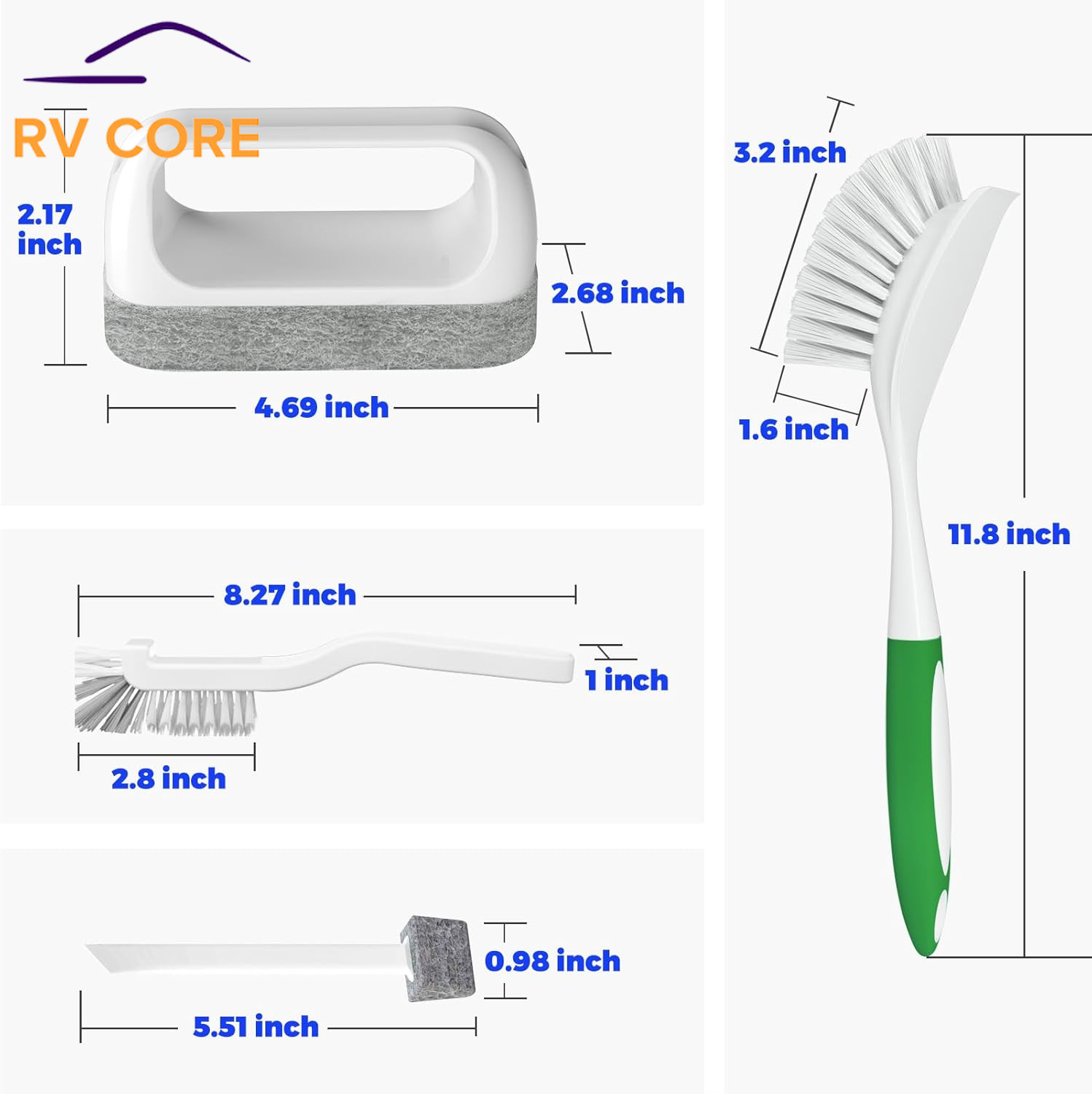6 Pack Kitchen Dish Brush Set with Handle Pot Pan Sink Green