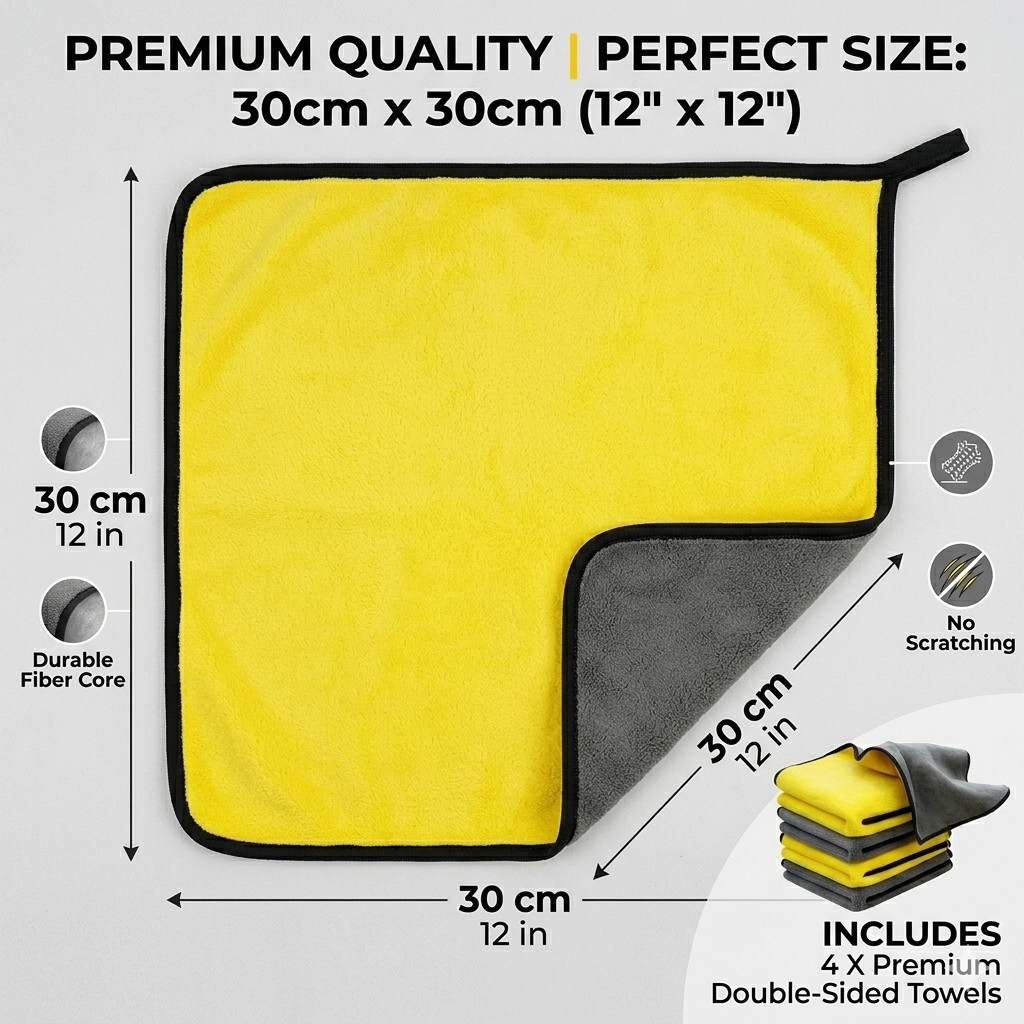 22 Pack Microfiber Towels 30x30cm Car Detailing Cleaning Cloth Double Sided Thic