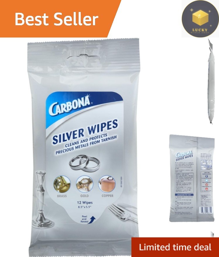Luxury Silver Wipes – 12 Count Anti-Tarnish Metal Cleaner & Polish for Antiques