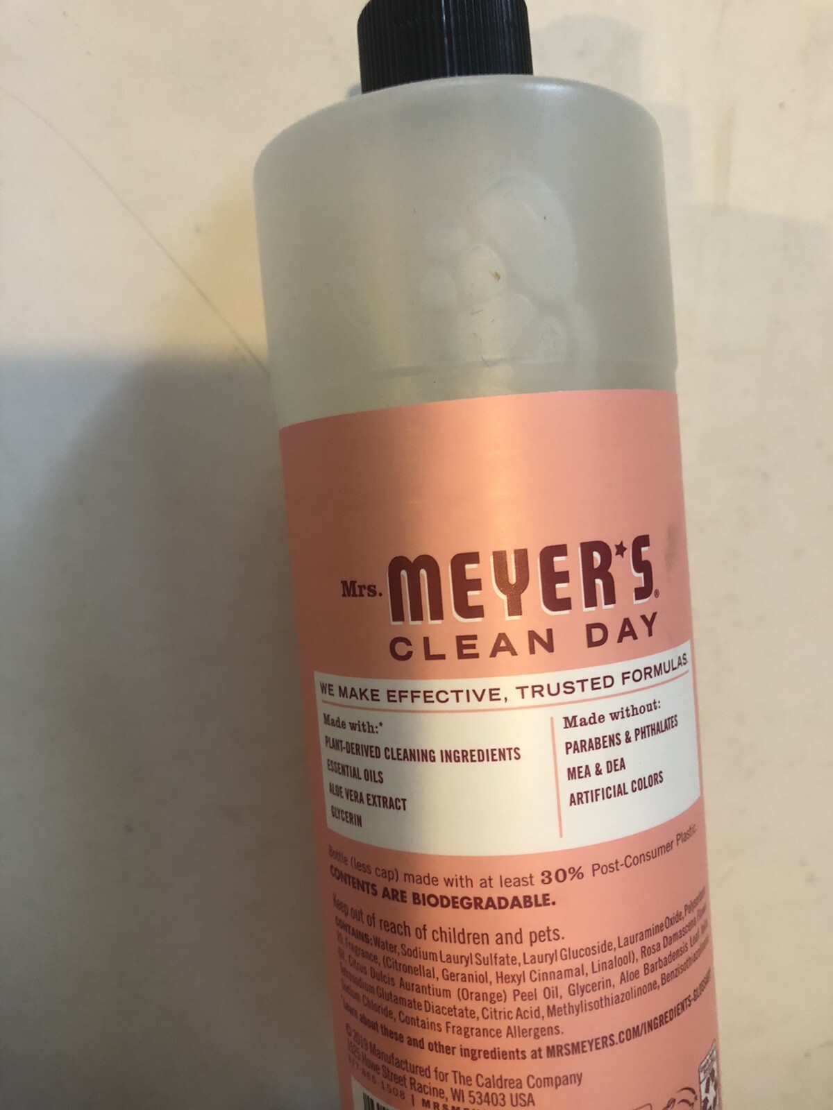 Mrs. Myer’s Clean Day Rose Scent Dish Soap Mom Gift Limited Ed Cuts Grease