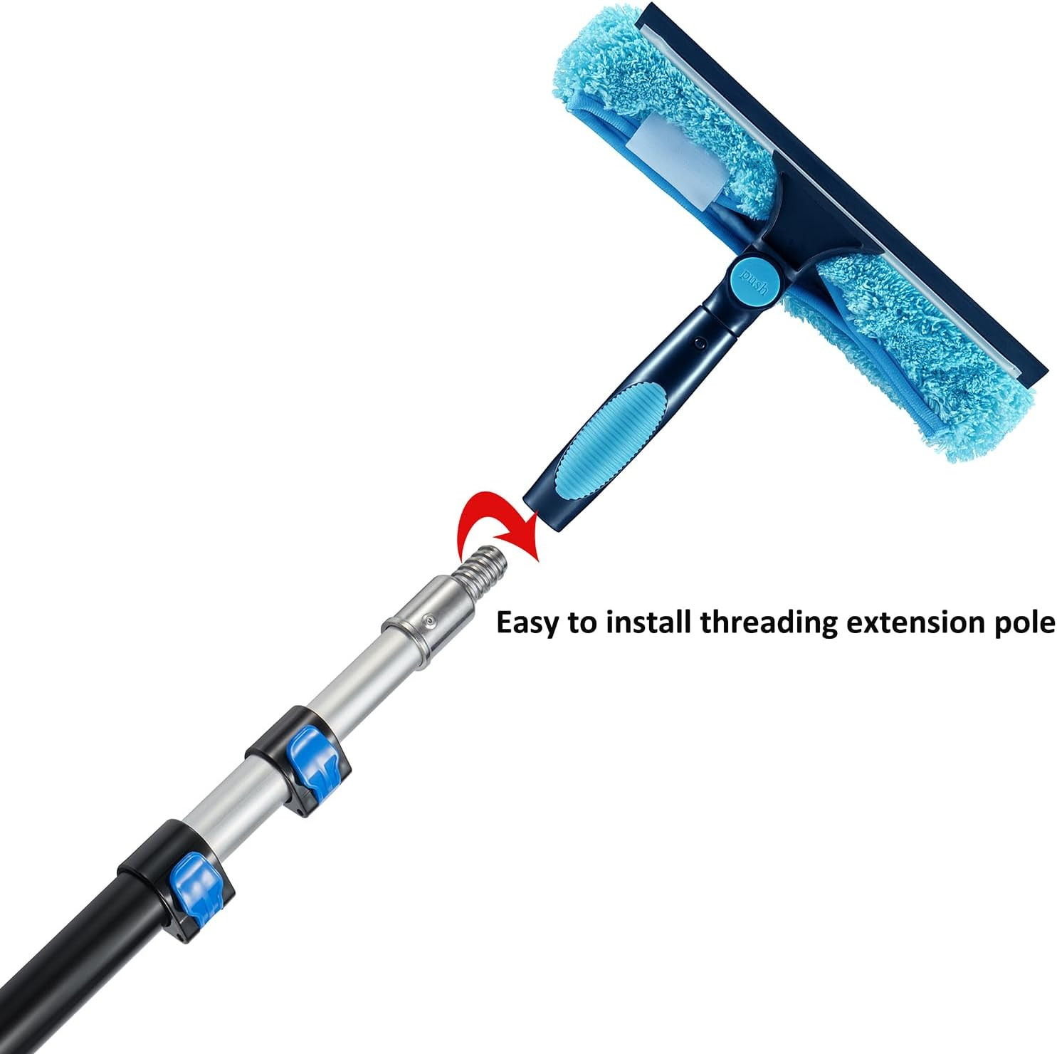 11″ Window Squeegee and Microfiber Scrubber 2-In-1 Combo Cleaning Tools (Attache