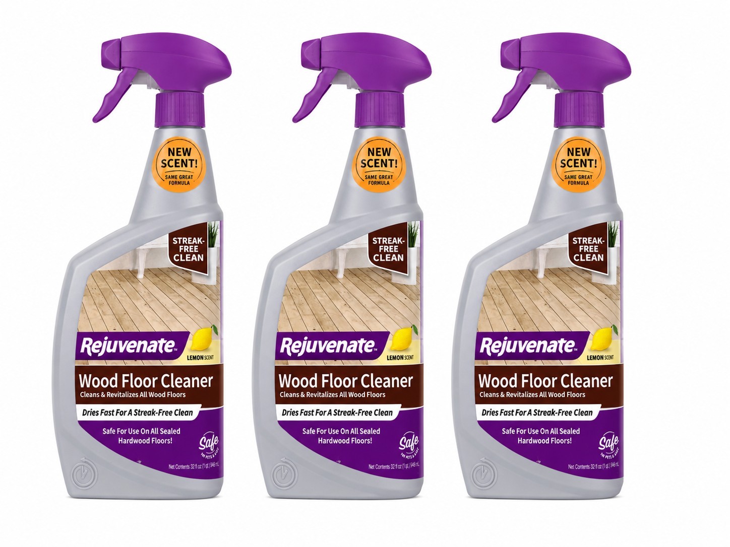 Rejuvenate Professional 32 oz. Hardwood Floor Cleaner Lemon Scent Streak Free 3x