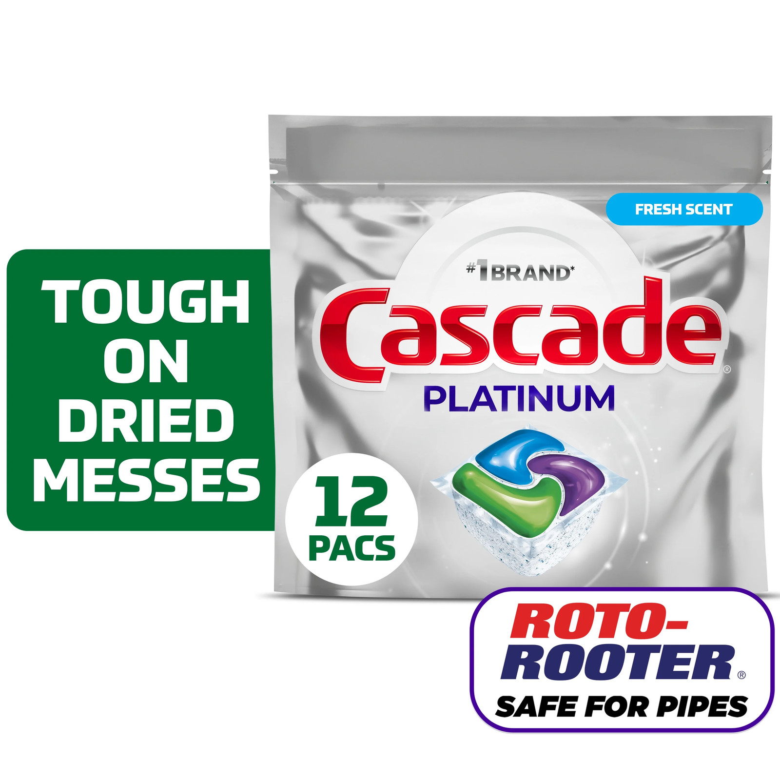 Platinum Dishwasher Pods, Dishwasher Detergent, Dish Detergent Soap, Fresh, 12