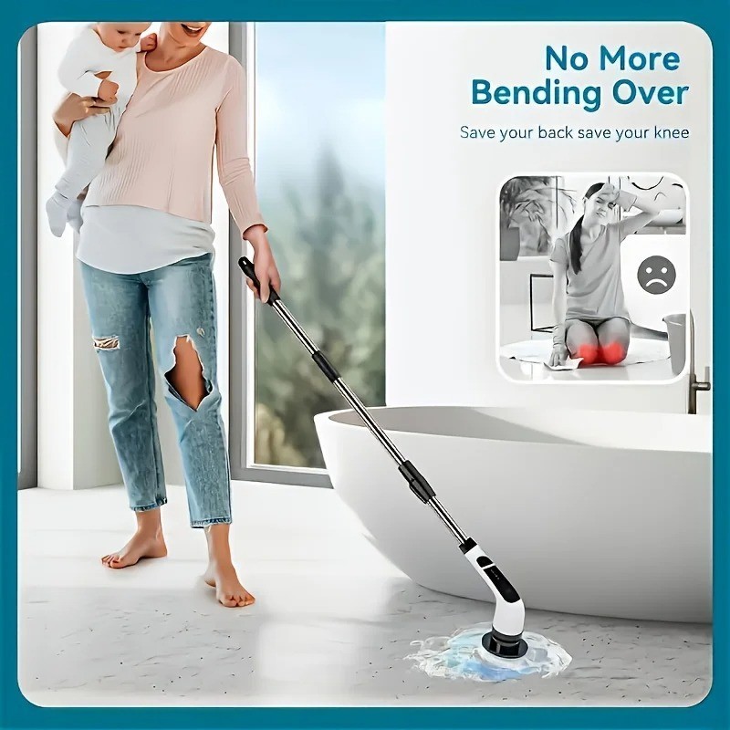 9 IN 1 Electric Spin Scrubber Cordless Power Cleaning Brush Rechargeable Cleaner