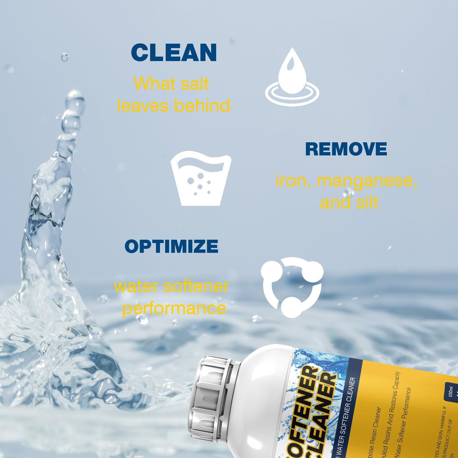 4-Pack Liquid Water Softener Cleaner, Water Softener Cleaner Solution Universal