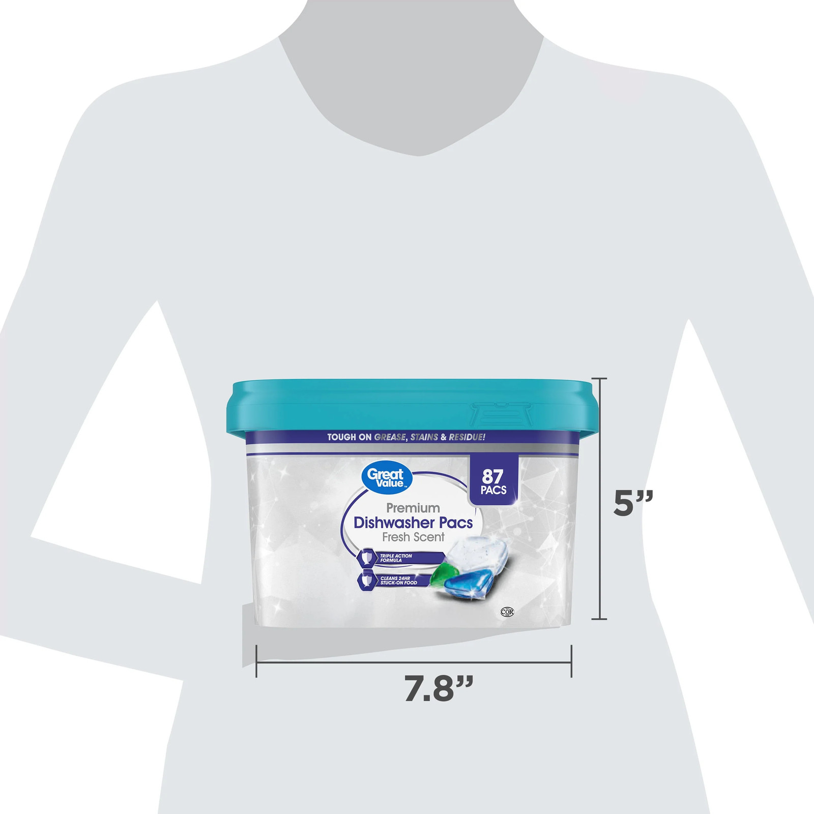 Premium Dishwasher Pacs, Fresh Scent, 87 Count