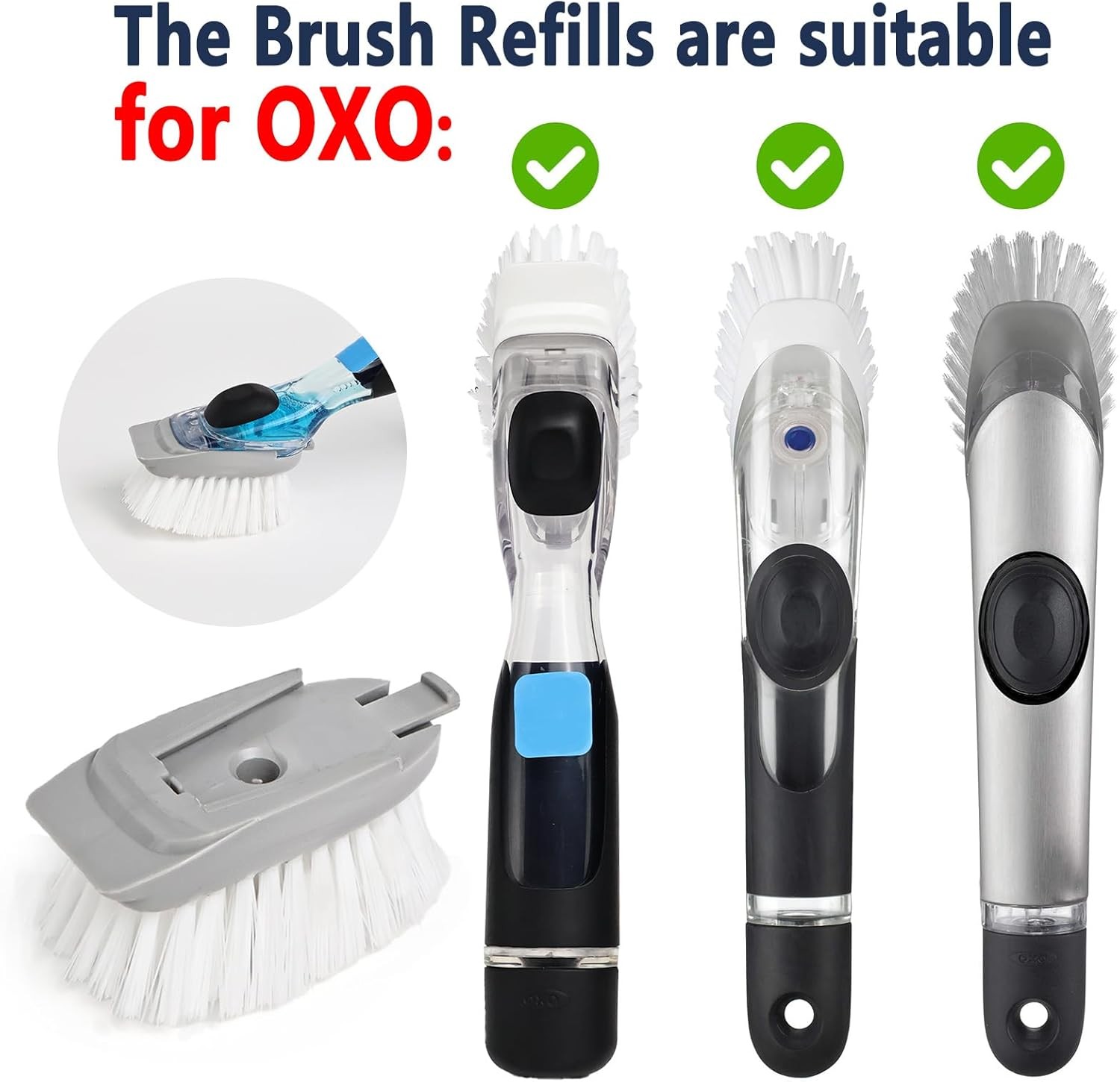 4 Pack Brush Refills OXO Dish Brush Brush Head Replacement OXO Dish Brush