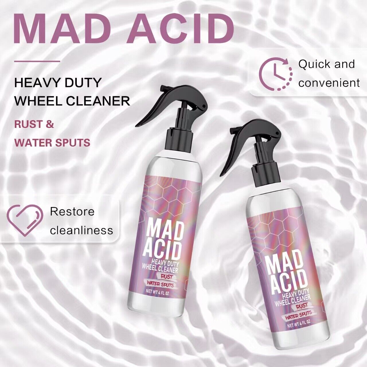 Mad Acid- Glass Cleaner, Heavy-Duty Wheel Cleaner, Water Spot Remover for Cars