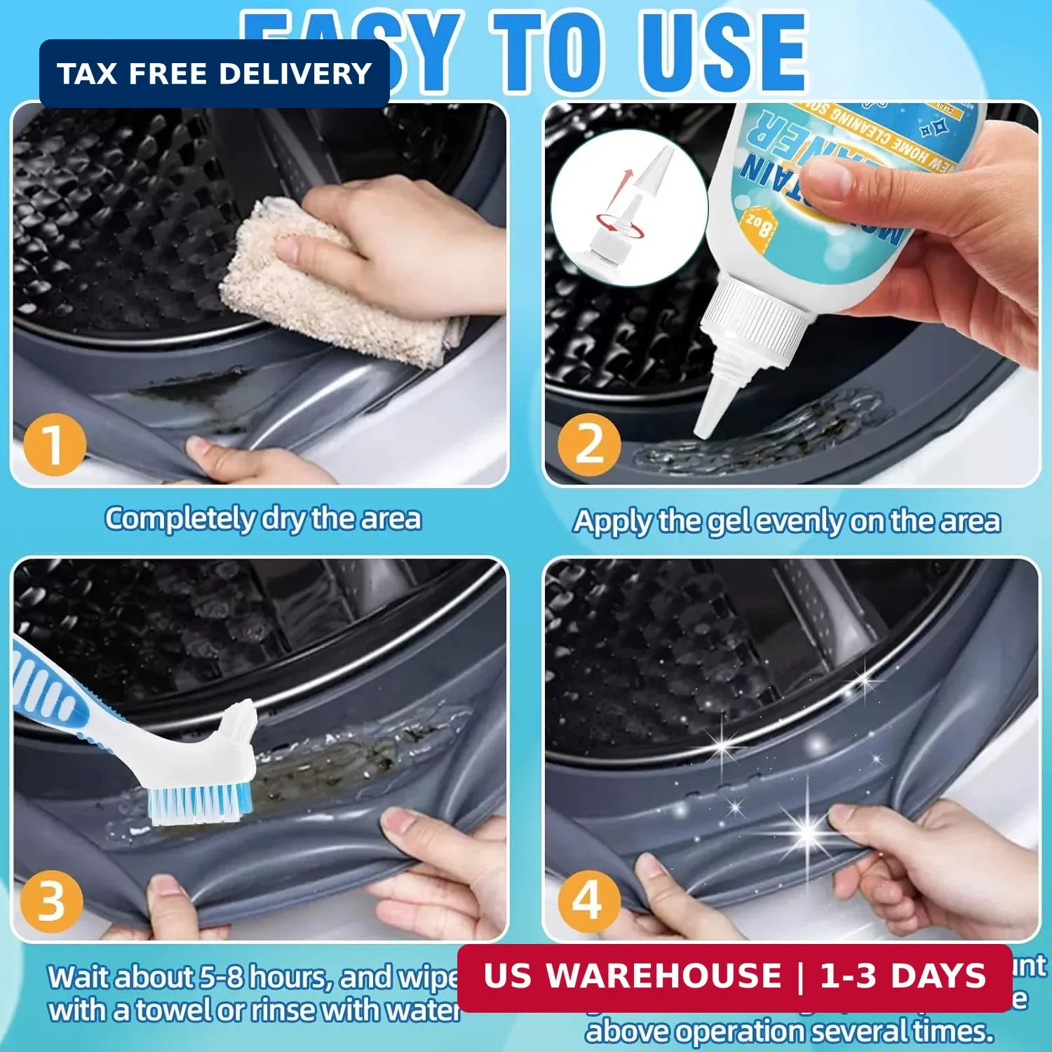 Mold Stain Cleaner Gel, 8 Fl oz Effective Washing Machine Cleaner for Front Load