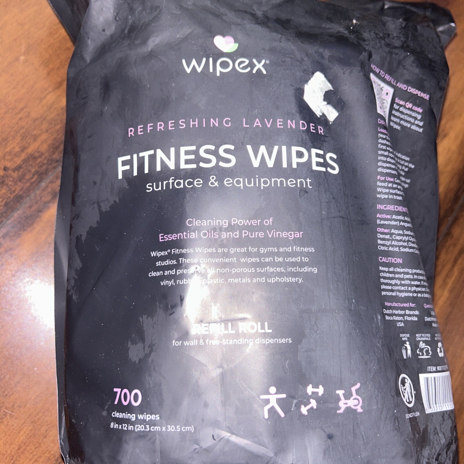 Wipex Gym & Fitness Wipes Refill Pack 700 Large Natural Wipes with Vinegar & Lem