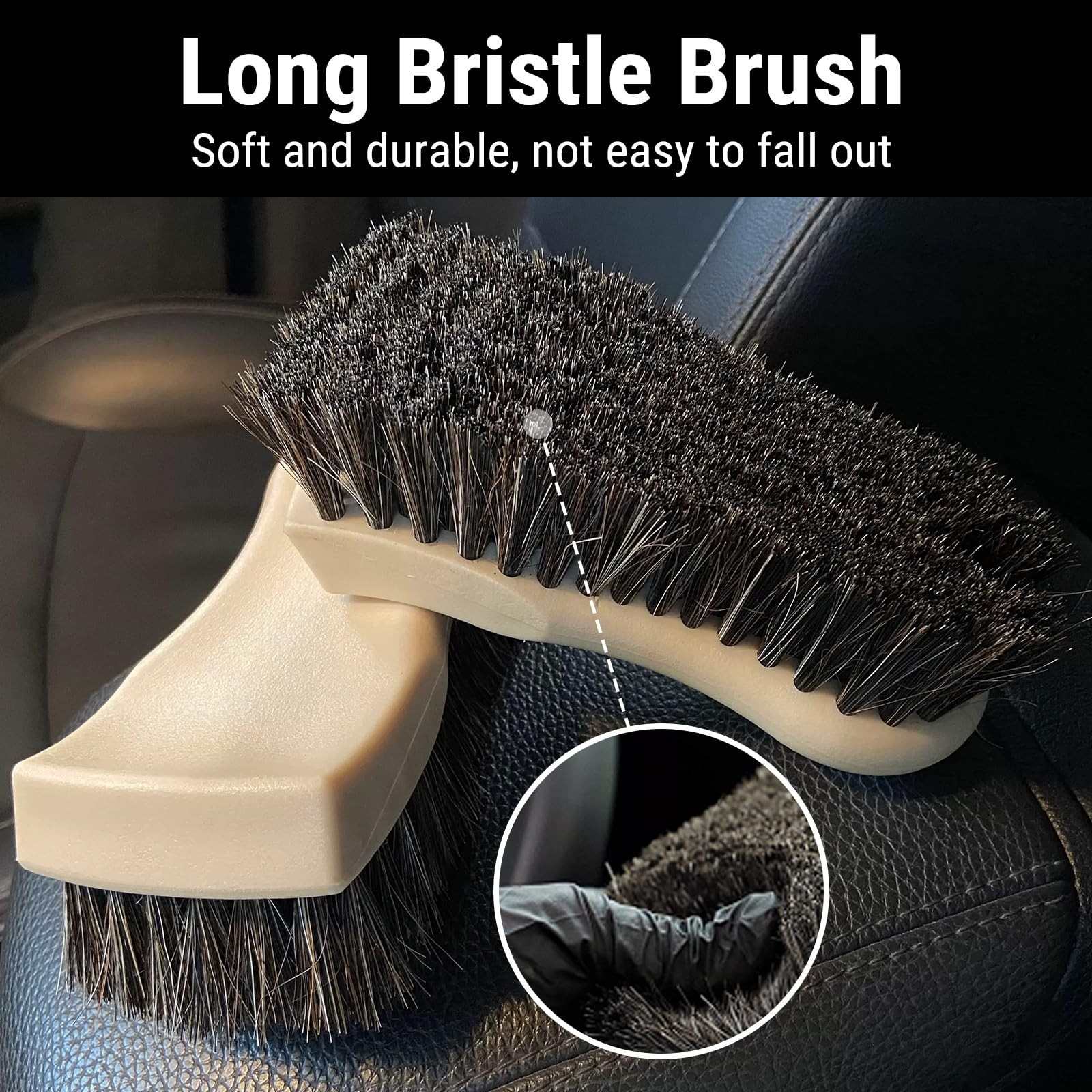 “Long Bristle Horse Hair Brush for Leather, Car Interior, Upholstery & Shoes”