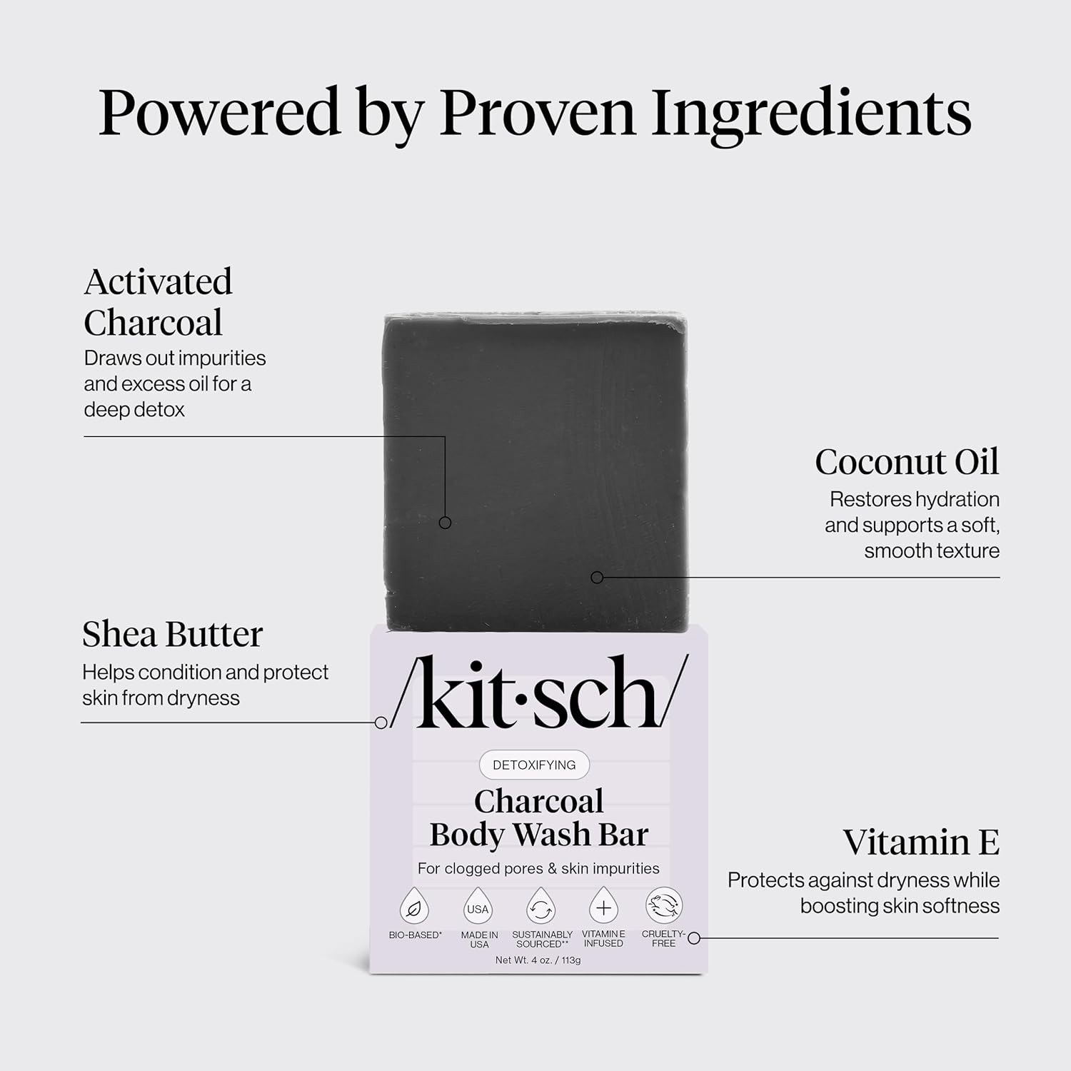 Charcoal Soap Body Wash Bar – Detoxifying Bar Soap with Activated