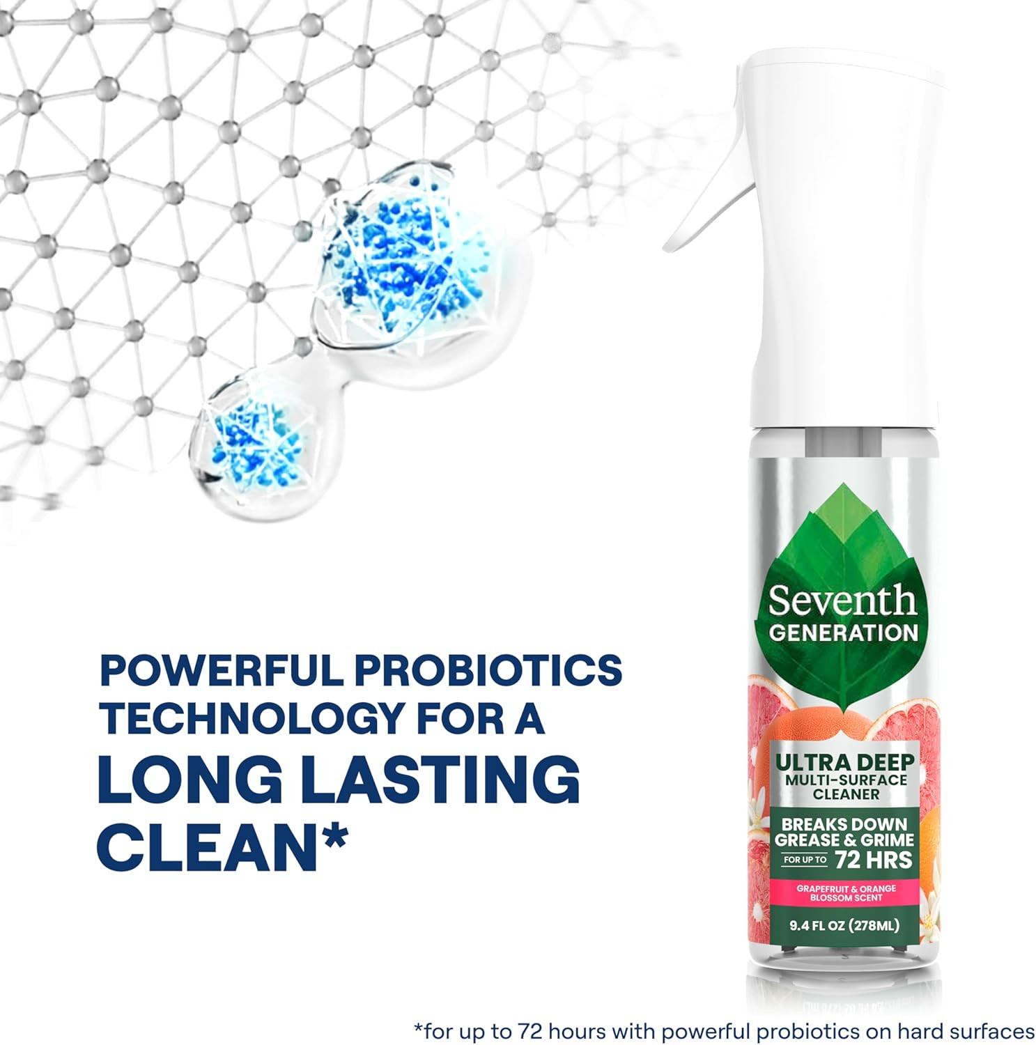 Ultra Deep Probiotic Multi Surface Cleaner, 9.4 Fl Oz, Grapefruit & Orange, 80%