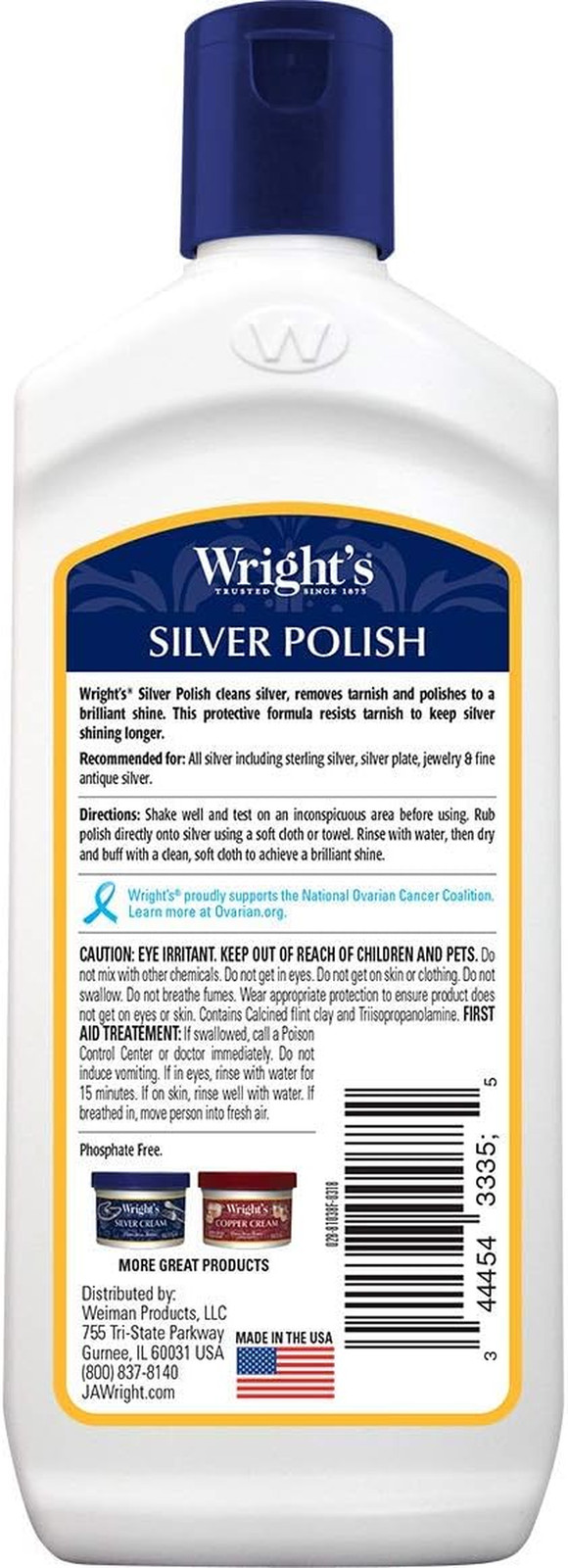 Wright’S Silver Cleaner and Polish – 7 Ounce – Ammonia Free – Use on Silver, Jew