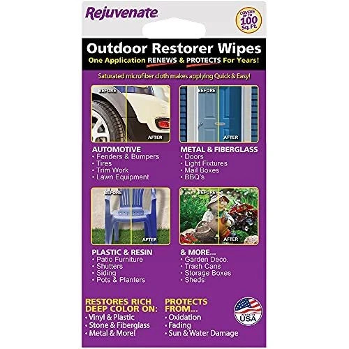 Rejuvenate Restorer Wipes 5 Pack Microfiber Indoor Outdoor Surface Cleaner NEW