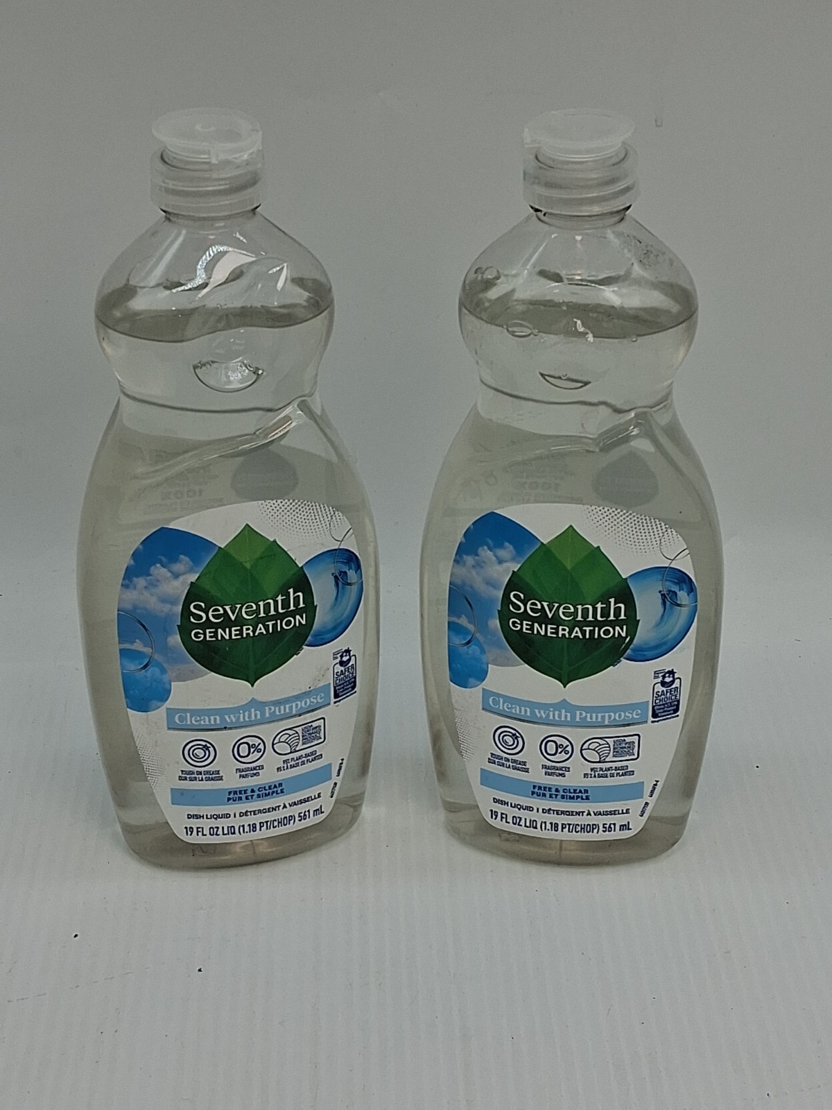 Lot Of 2 Seventh Generation Free and Clear Dish Liquid 19 fl oz Liq {50}