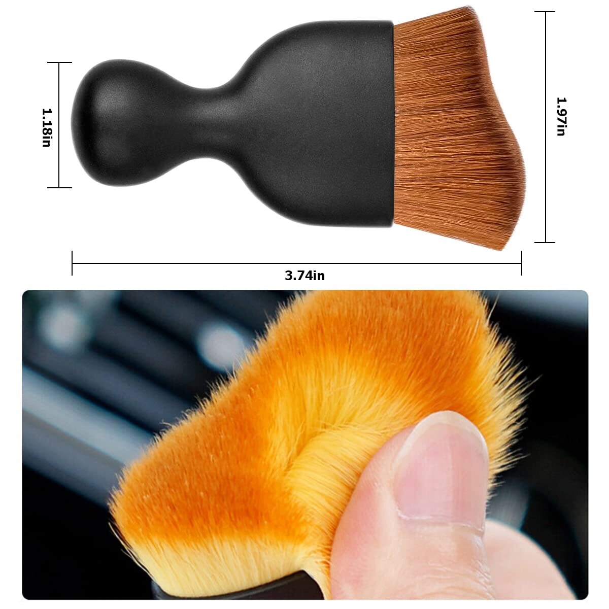 Car Interior Detailing Brush Auto Soft Hair Cleaning Brushes Curved Dirt Dust Co