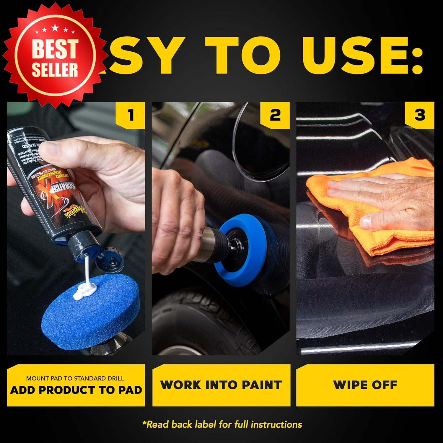 4 PC Car Scratch Remover Kit Surface Blemish Repair Drill Pad Towel US