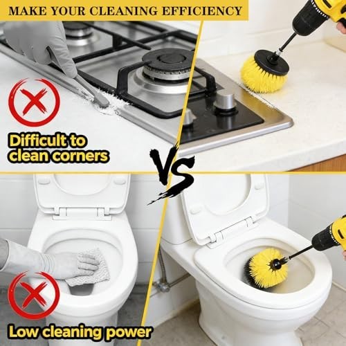 18-Pack Drill Brush Power Scrubber Cleaning Brush Set for Bathroom, Car