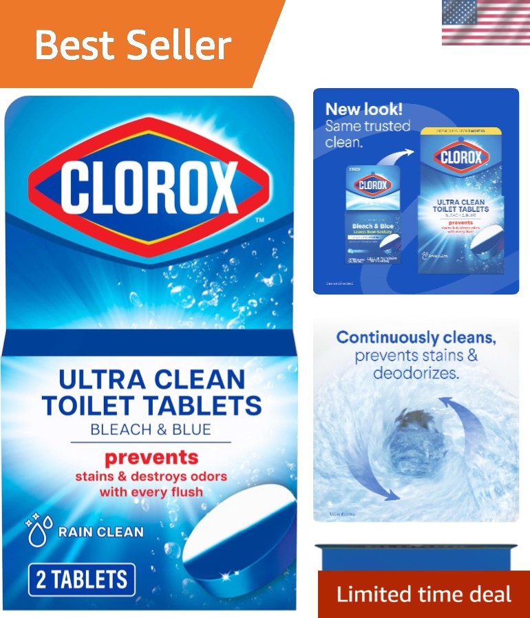 Continuous Cleaning Toilet Tablets with Rain Clean Scent – 2 Count, 4