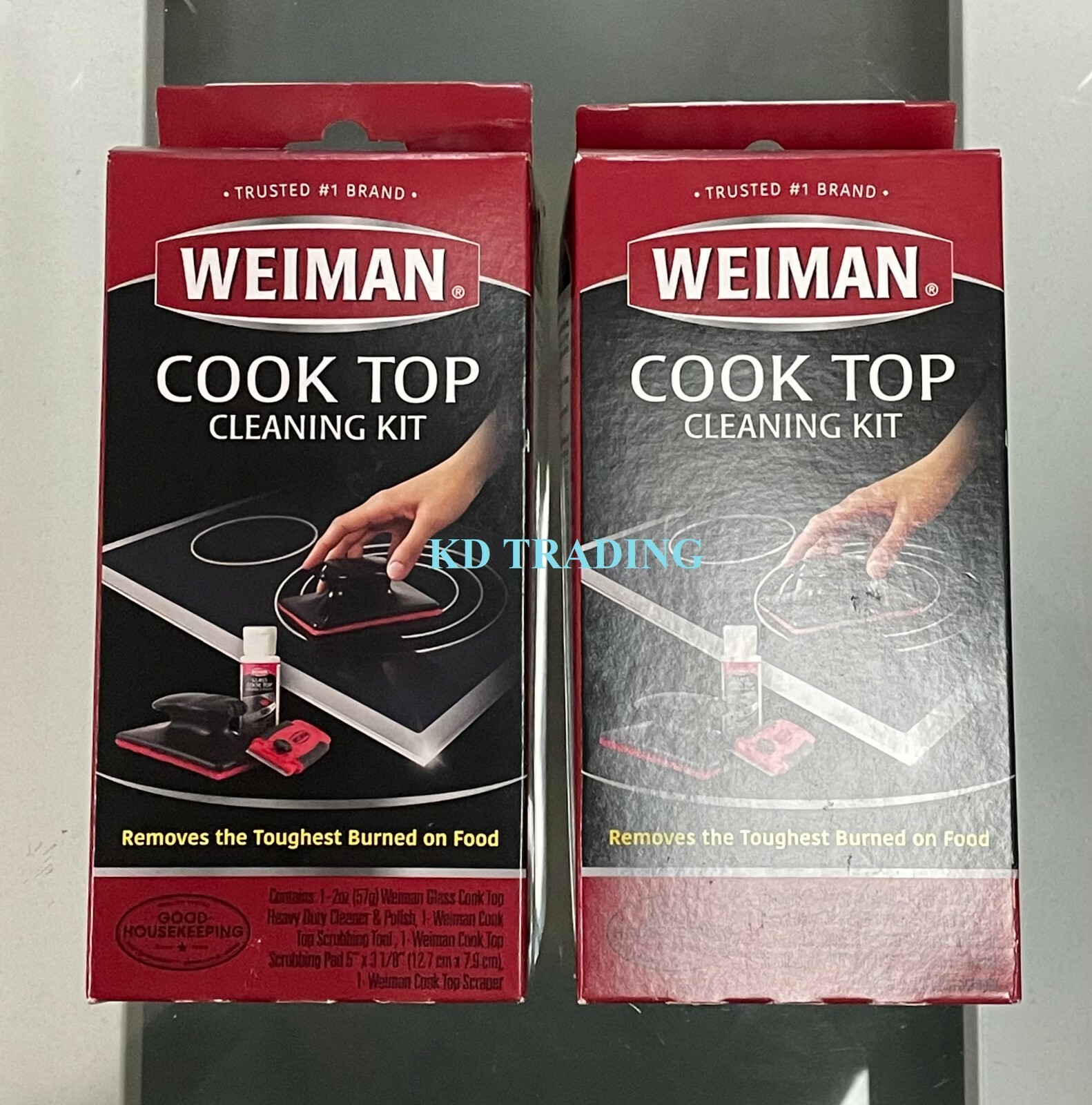 (2-Pk) WEIMAN Glass Stove Cook Top Complete CLEANING KIT with Scrubber & Scraper