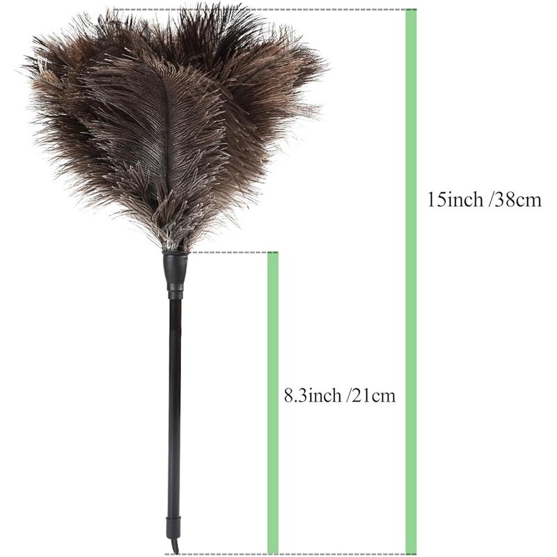 Natural Ostrich Feather Duster Soft Cleaning Tool W/ Plastic Handle Dusting New